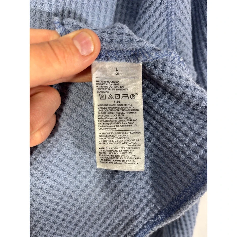 Minimalist Cozy Casual Old Navy Waffle Knit Henley Top Womens Large Blue - Picture 5 of 7